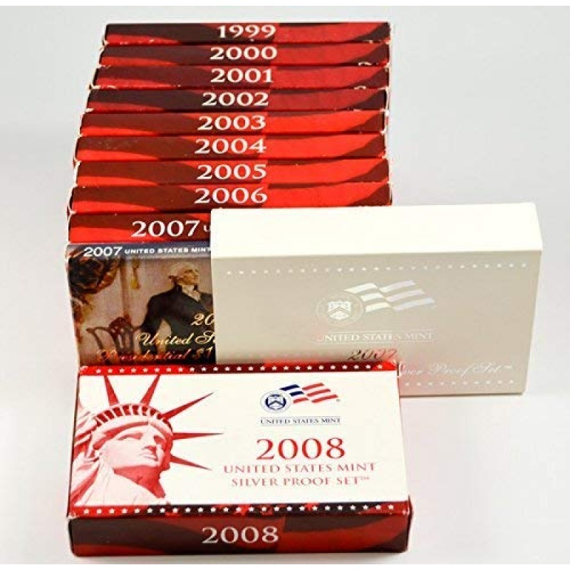 1999 to 2008 Complete Set Silver Proof Sets - 109 Proof Coins - Mint Issued -90% - Complete