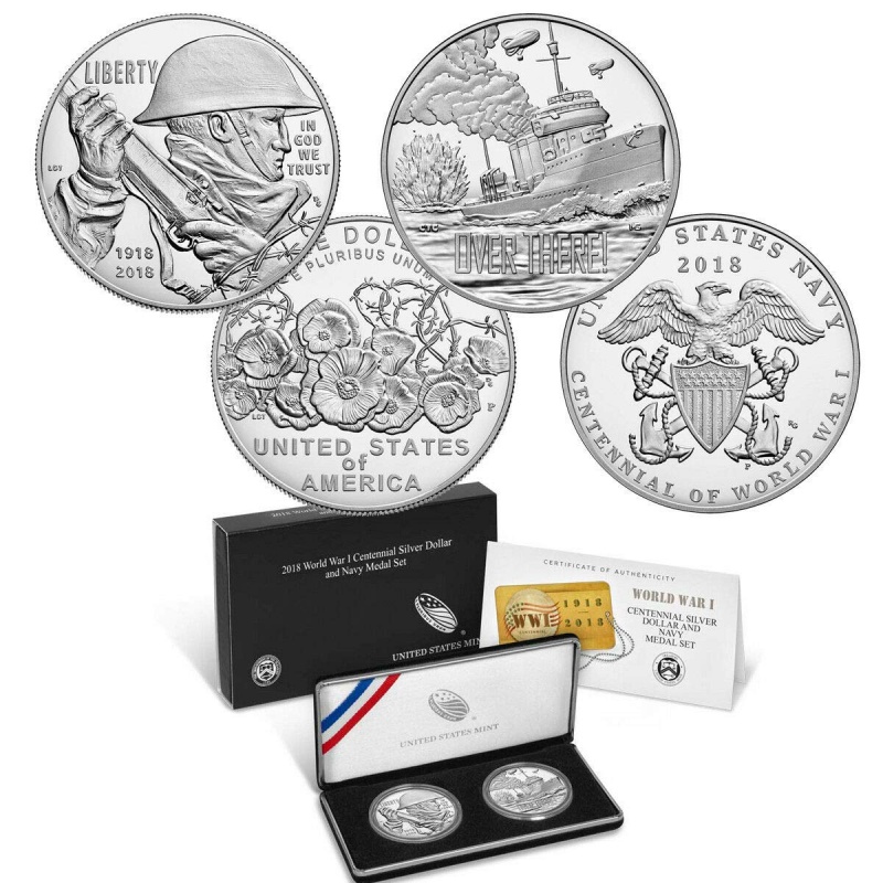 2018 W Includes All 5 US Military Silver Medals - Army - Navy - Marine Corps - Coast Guard