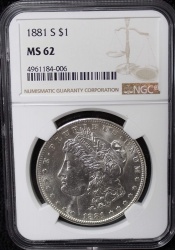1881 S Morgan Dollar - Beautiful Strike - Exceptional Coin $1 MS62 NGC