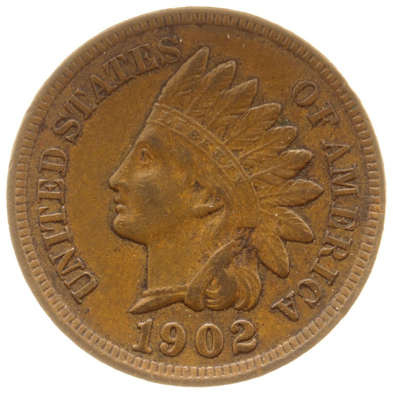 1902 U.S. Indian Head Cent Full LIBERTY Full Rim 1c Fine to XF
