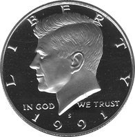 1991 S Gem Proof Kennedy Half Dollar US Coin 50c DCAM US Mint