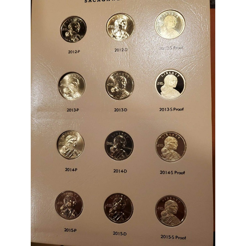 Complete Set Sacagawea (SAC) Dollars - 2000 -2015 PDS in Dansco Album - All Key Dates 48-coins
