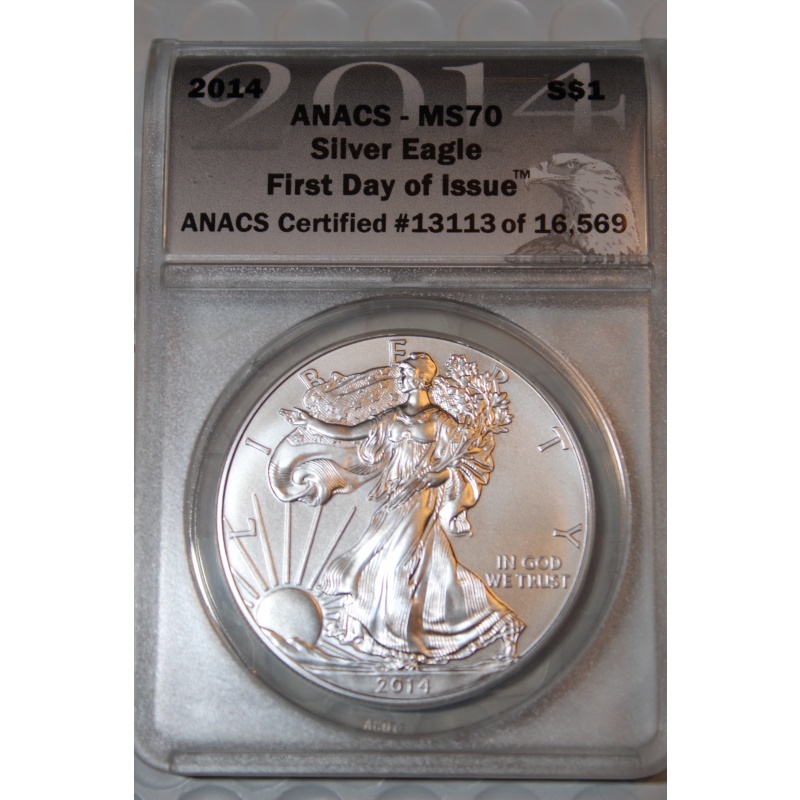 2014 America Silver Eagle - First Day of Issue - Limited Edition - $1 MS70 - The Perfect Coin - ANACS