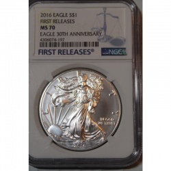2016 America Silver Eagle - 30th Anniversary - First Releases - Limited Edition - $1 MS70 - The Perfect Coin - NGC