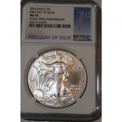 2016 America Silver Eagle - 30th Anniversary - First Day of Issue - $1 MS70 - The Perfect Coin - NGC