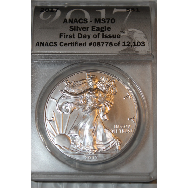 2017 America Silver Eagle - First Day of Issue - Limited Edition - $1 MS70 - The Perfect Coin - ANACS
